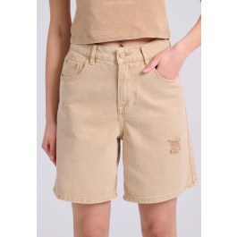 Γυναικεία loose fit garment dyed τζιν βερμούδα