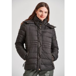 Καπιτονέ puffer μπουφάν με αποσπώμενη γούνα