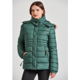 Καπιτονέ puffer μπουφάν με αποσπώμενη γούνα