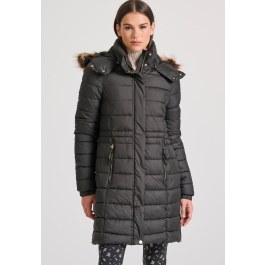 Long fit puffer μπουφάν με αποσπώμενη γούνα