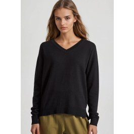 V-neck πλεκτή μπλούζα με βισκόζη