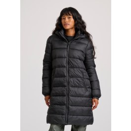Μακρύ καπιτονέ puffer μπουφάν με κουκούλα