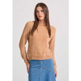 Crew neck chenille pullover