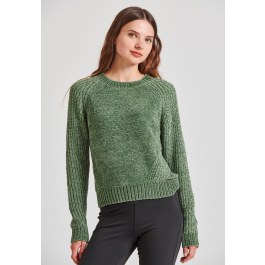 Crew neck chenille pullover