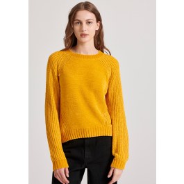 Crew neck chenille pullover