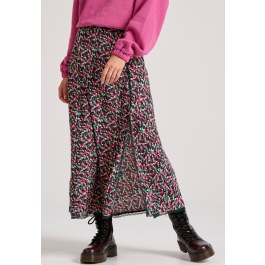 All over printed midi skirt with side slit