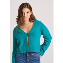 Wool blend πλεκτή ζακέτα με διακοσμητικό κουμπί