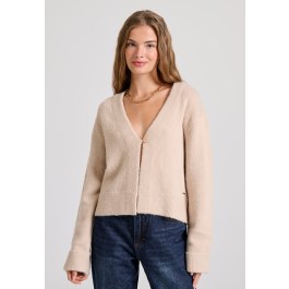 Wool blend πλεκτή ζακέτα με διακοσμητικό κουμπί