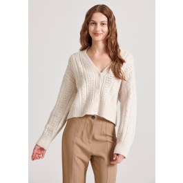 Relaxed fit cropped πλεκτή ζακέτα με σχέδιο στην πλέξη