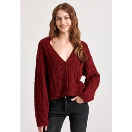 Relaxed fit cropped πλεκτή ζακέτα με σχέδιο στην πλέξη