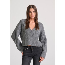 Relaxed fit cropped πλεκτή ζακέτα με σχέδιο στην πλέξη