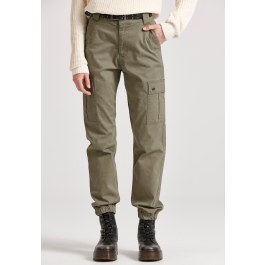 Women's cargo pants with cuffed hem