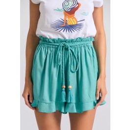 Loose fit σορτς με κορδόνι και βολάν στη μέση