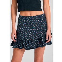 Μίνι φούστα με βολάν από τεχνητό μετάξι