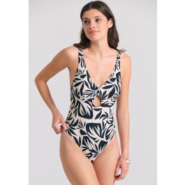 Εμπριμέ ολόσωμο μαγιό με cut out