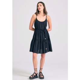 Mini viscose dress with ruffles