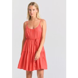 Mini viscose dress with ruffles