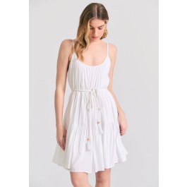 Mini viscose dress with ruffles