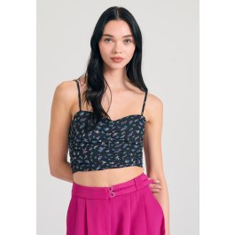 Εμπριμέ cropped τοπ από τεχνητό μετάξι