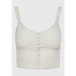 Linen blend plain cropped top