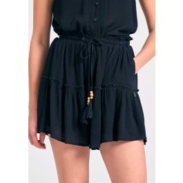 Loose fit skort με βολάν και κέντημα