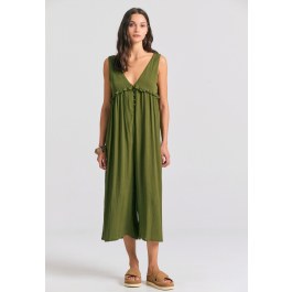 Artificial silk jumpsuit with ruffles