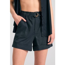 Loose fit lyocell blend σορτς με ζώνη και βολάν