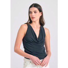 Ντραπέ αμάνικη μπλούζα με ανοιχτή πλάτη