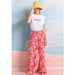 Wide leg εμπριμέ παντελόνα από βισκόζη