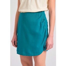 Linen blend skort με πλαϊνές πιέτες