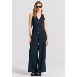 Lyocell blend jumpsuit with pockets
