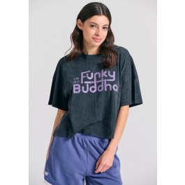 Oversized garment dyed t-shirt with branded print