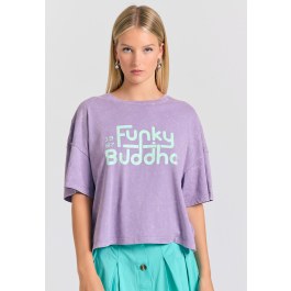 Oversized garment dyed t-shirt with branded print