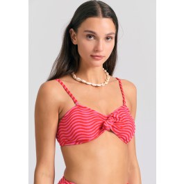 Strapless πετσετέ μπικίνι τοπ με αφαιρούμενες τιράντες