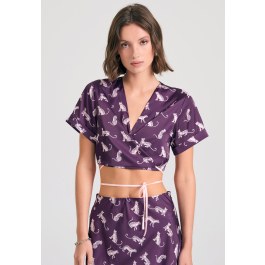 Κρουαζέ cropped τοπ με cut out λεπτομέρειες