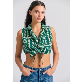 Cropped τοπ με all over τύπωμα σε ethnic look