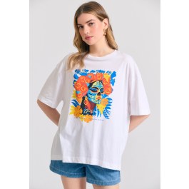 Loose fit t-shirt with colorful photographic print