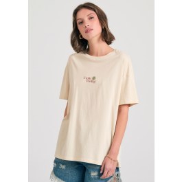 Women's loose fit t-shirt with exotic print on the back