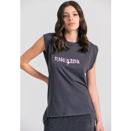 Γυναικείο t-shirt με text artwork τύπωμα στην πλάτη