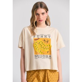 Women's loose fit organic cotton chest printed t-shirt