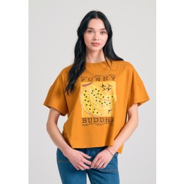 Women's loose fit organic cotton chest printed t-shirt