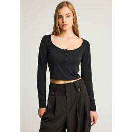 Henley neck women's t-shirt