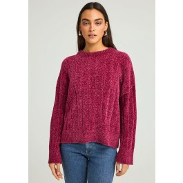 Women's knitted sweater with ribbed finish
