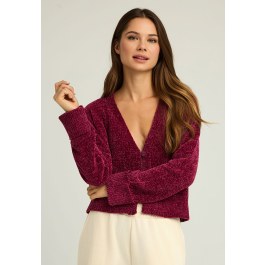 Knitted chenille cardigan
