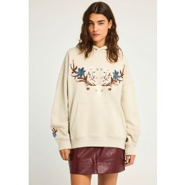 Relaxed fit Φούτερ με κουκούλα και κεντήματα