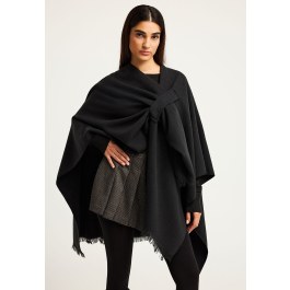 Women's plain cape with asymmetric hem