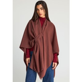 Women's plain cape with asymmetric hem