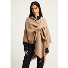 Women's plain cape with asymmetric hem