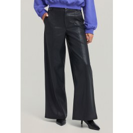 Γυναικείο wide leg παντελόνι από οικολογικό δέρμα (PU)