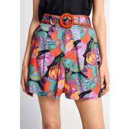 Women's floral shorts with belt
